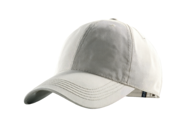 Off-white baseball cap angled, featuring a subtle gray panel