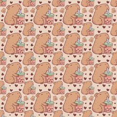 seamless pattern with capibara