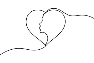 Minimalist one line art of multiple heart shapes symbolizing love, romance, and affection