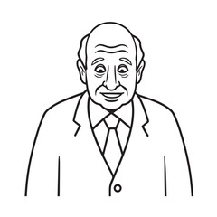 Old woman with formal suit black and white vector illustration for classic elegant portrait artwork