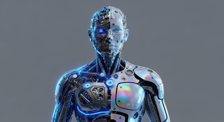 Advanced Humanoid Robot with Visible Internal Mechanics