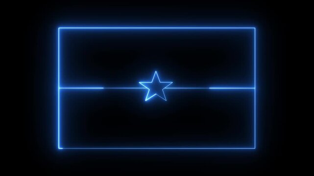 glowing neon Burkina Faso flag icon animation on black background. Neon Burkina Faso flag in trendy stylish colors. 4K Video motion graphic animation.
