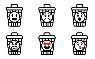 set character trash can with emotion vector
Vector set character with emotions joy, sadness, satisfaction, anger, love, kiss