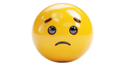 Fototapeta premium Sad yellow egg with big blue eyes and a downturned mouth on isolated background