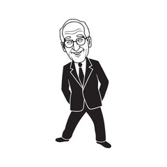 Old woman with formal suit black and white vector illustration for classic elegant portrait artwork