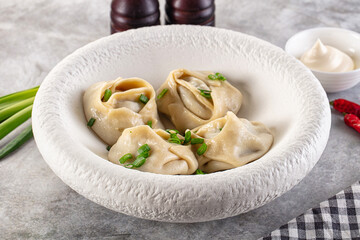 Uzbek cuisine - staffed Manti with meat