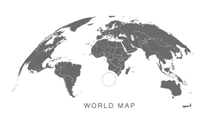 Naklejka premium Global World Map Sphere Vector, 3D Monochrome Silhouette of Earth with Continents and Islands for Education, Travel, Geography, and International Graphic Design Projects