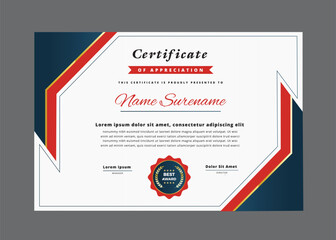 Elegant certificate of appreciation template design with modern geometric border