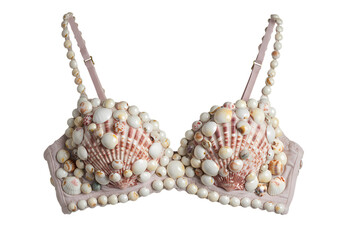 Seashell Embellished Bra Unique ShellAdorned Lingerie isolated on transparent background