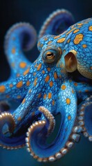 Obraz premium Close-up of a vibrant blue and orange octopus
