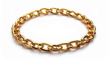 Obraz premium Golden chain bracelet with shiny polished links luxury jewelry fashion accessory isolated on white background 