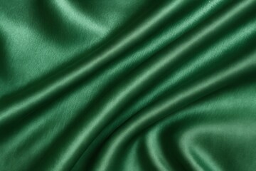 Macro Shot of Shiny Green Cupro Fabric &ndash; Folded Surface Detail