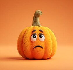 Pumpkin head emoji, angry expression, white background, simple design, cartoon style, cute appearance, simple shape,