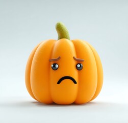 Pumpkin head emoji, angry expression, white background, simple design, cartoon style, cute appearance, simple shape,
