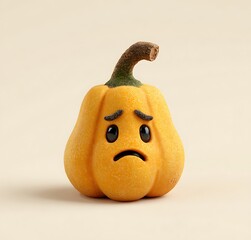 Pumpkin head emoji, angry expression, white background, simple design, cartoon style, cute appearance, simple shape,