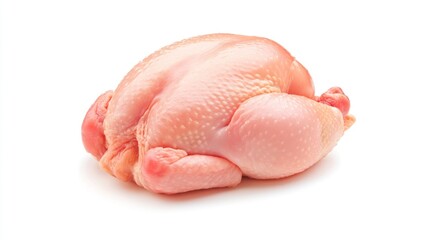 Raw whole chicken on white background