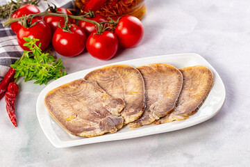 Boiled beef tomgue slices appetizer