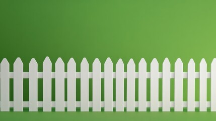 Obraz premium White picket fence on green background