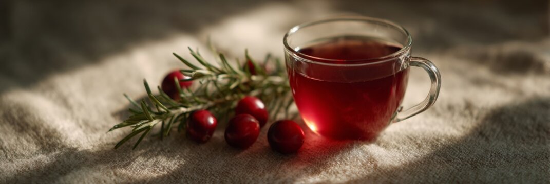 Steaming cranberry elixir with rosemary, invoking solstice rituals and Yuletide warmth, infuses rustic charm with festive whispers