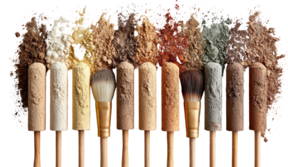 Natural earth tone powders and makeup brushes
