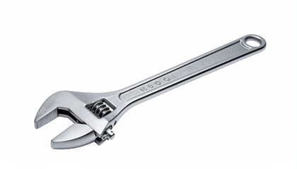 Sturdy adjustable spanner with strong steel body essential repair hand tool isolated on white background
