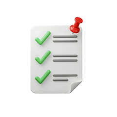 checklist 3d icon illustration isolated on transparent background
