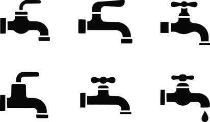 vector water  tap icon set 