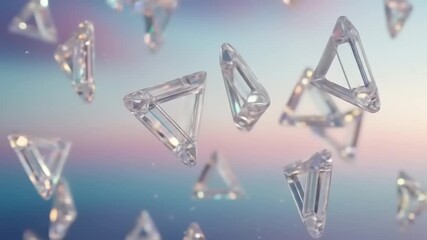 Floating crystal shapes in a dreamy pastel background, creating a surreal and enchanting atmosphere - Powered by Adobe