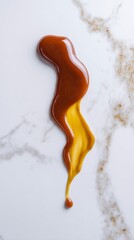 Golden caramel-lava flow on marble, culinary artistry for International Chocolate Day, decadence meets marble elegance with sweet fusion