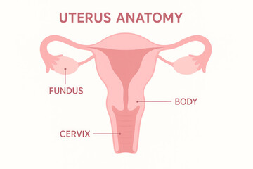 Uterus Anatomy Illustration: Fundus, Body, Cervix Diagram, Education and Medical Concept [Illustration]