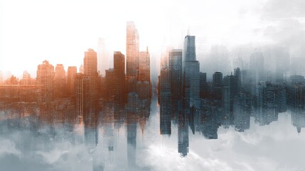 Fototapeta premium Double exposure city veiw background.