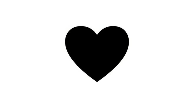 Black heart on white background simple design for love theme