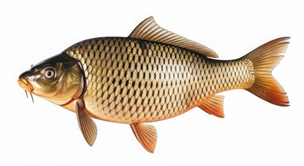 Naklejka premium A single carp fish isolated on white background