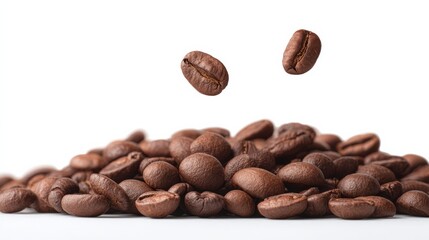 Roasting coffee beans tumbling, morning brew ritual, Java aficionados rejoice, aromatic aroma dance, World Coffee Day celebration