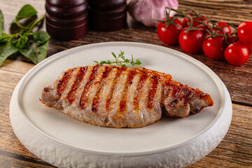 Juicy grilled pork fillet steak