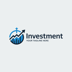 Fototapeta premium Investment Logo with Upward Arrow and Bar Chart