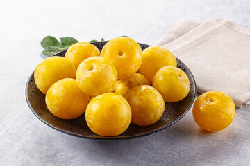 Ripe sweet fresh yellow plum