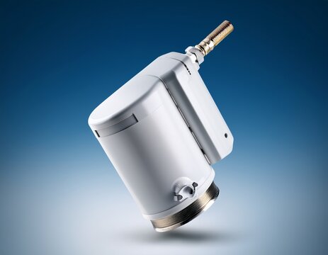 white catalytic converter and lambda sensor on gradient background