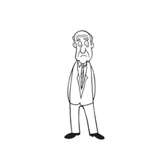 Obraz premium Old woman with formal suit black and white vector illustration for classic elegant portrait artwork