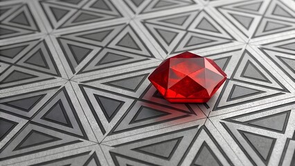 red gemstone on geometric background