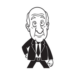 Old woman with formal suit black and white vector illustration for classic elegant portrait artwork