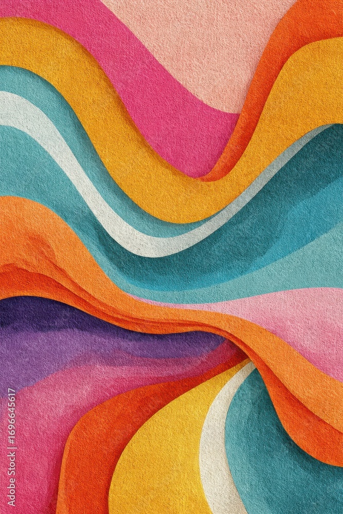 Poster abstract wavy pattern featuring bold retro colors in an artistic design