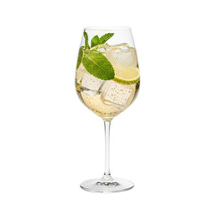 hugo cocktail spritz isolated on white background, for menu, poster