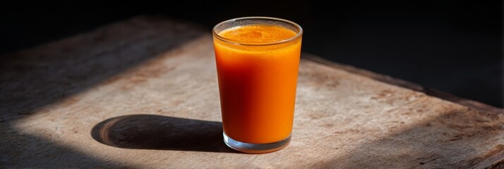 Vibrant carrot elixir glows in sunlight, invoking autumn equinox rituals and Ayurvedic detox, an earthy renewal symphony