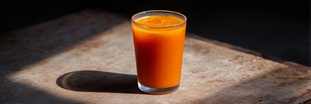 Vibrant carrot elixir glows in sunlight, invoking autumn equinox rituals and Ayurvedic detox, an earthy renewal symphony