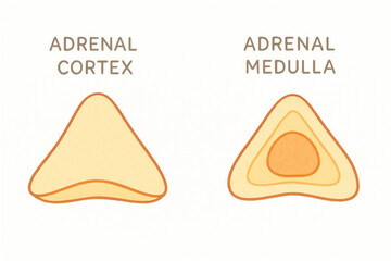 Adrenal Gland Anatomy Illustration: Cortex and Medulla, Medical Diagram [Illustration]