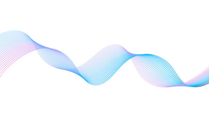 Dynamic abstract wave with flowing lines and a smooth color gradient from blue to pink on a transparent background.