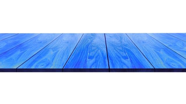 Empty blue wooden table top isolated on a transparent background for product display montage. - Powered by Adobe