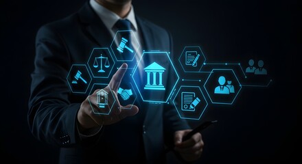 Digital Legal and Business Services Concept - Law and Justice Icons