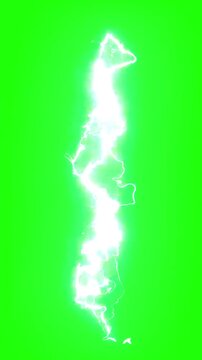 Vertical Electric Energy Bolt on Green Screen, Glowing Lightning Effect for VFX, Sci-Fi, and Action Scenes